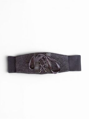 Lace-Up Waist Cincher Belt in Black